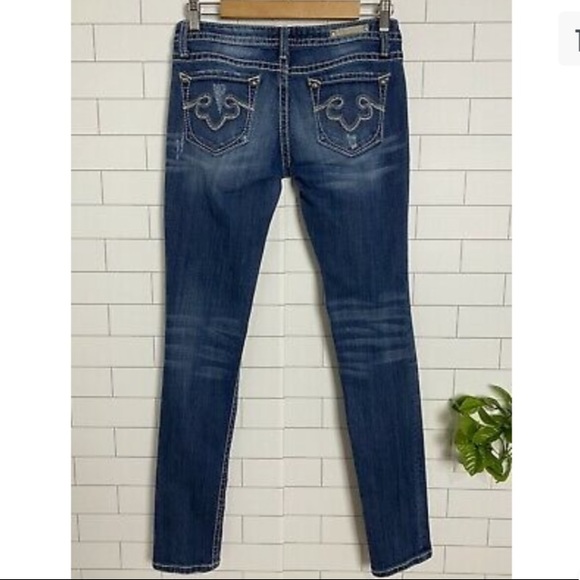 REROCK for Express Skinny Jeans Women's Size 2 Regular Dark Wash Destroyed Denim - Picture 1 of 10